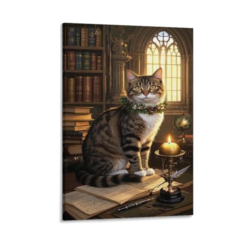 Affiche chat Manx 3D pour salon et bureau, decoration moderne et chaton mignon