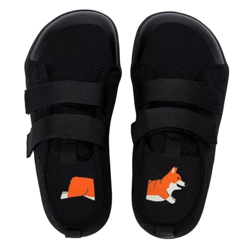 WateLves Toddler Little Kid Wide Barefoot The First Walking Shoes Girls Boys Breathable Lightweight Splay Naturally Minimalist Sneakers(Black,22)4