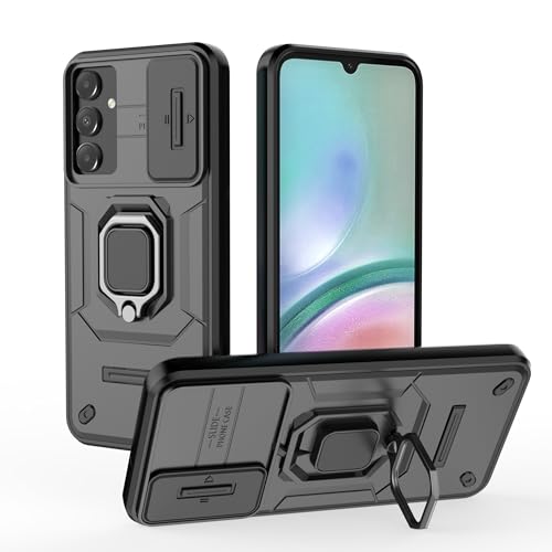 Image of SHINESTAR Tough Armor Samsung Galaxy A15 5G Bumper Back Case Cover | Ring Holder & Sliding Camera Shield Cover | 360 Degree Protection Back Case Cover for Samsung Galaxy A15 5G (Black)
