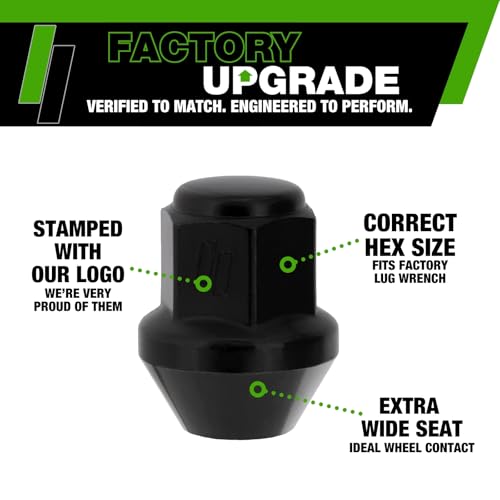 Image of DPAccessories Lug Nuts Compatible with 2011-2023 Dodge Challenger | Black OEM Style | for Factory Aluminum Wheels Only | Set of 20 Wheel Nuts | DDOCHL02F-BK /1