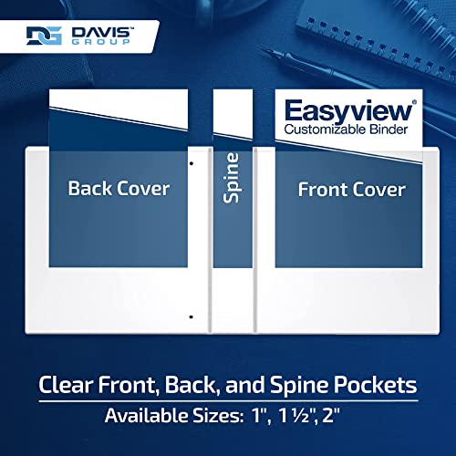 Image of Easyview Premium 3-Ring Binders with Clear-View Covers and Round Rings, Binders for School or Office, 1 Inch, Pack of 4, Classic Colors