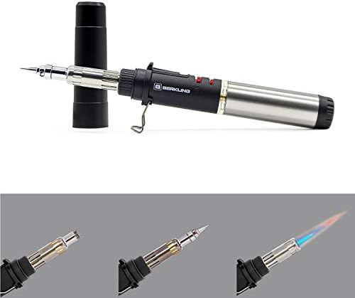 Berkling BSG-668 Premium Butane Soldering Iron - Portable Cordless Adjustable Micro Solder Torch Gun for Electronics, Jewelry, Welding & Brazing - Pro Grade Includes Plated Copper Tip + Stand (Black)
