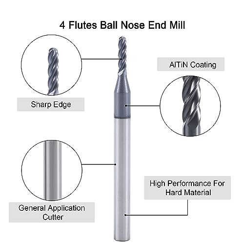 Xyunenz BE4F5-1-16 Isb Ball Nose End Mill Cutter thumb #2