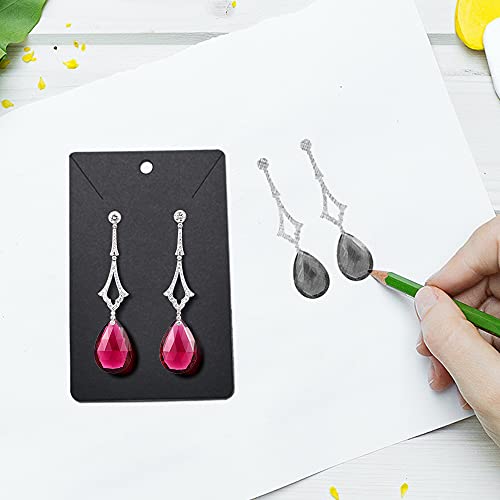 100 Pcs Earring Display Card, Earring Necklace Display Kraft Paper Cards With100 Pcs Self-Seal Bags For Ear Studs Earrings And Necklace Jewelry Packaging (Black) #TOP3