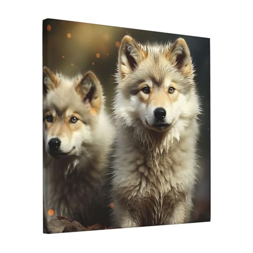 Poster loup mignon sur toile déco chambre enfant et bureau