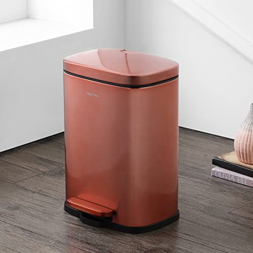 happimess HPM1006D Connor Rectangular Trash Can with Soft-Close Lid and Free Mini Trash Can, Modern Fingerprint Proof for Home, Kitchen, Office, Large:12.98 Gallon Small:1.3 Gallon, Rose Gold - Image 3