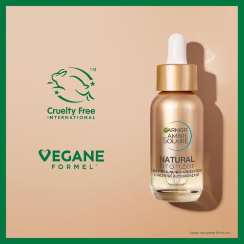 Garnier Selbstbräunungs-Konzentrat, Serum für einen natürlich gebräunten Teint, Für eine gleichmäßige und langanhaltende Bräune, Ambre Solaire Natural Bronzer, 1 x 30 ml