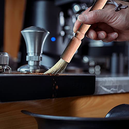Coffee Grinder Cleaning Brush, Espresso Grinder Coffee Brush Wood Handle & Natural Bristles Pastry Brush, Coffee Accessories for Kitchen. (Include ONE Spoon with Clip and TWO Clip Steel.) - Thumbnail 2