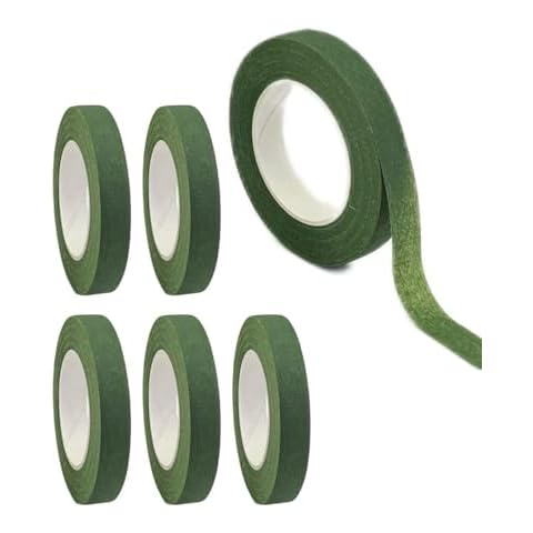 TIAMALL Floral Tape 1/2" Wide Flower Tape for Bouquets Floral Arranging Bouquet Stem Wrap Flower Crafts (6, Green) Cover
