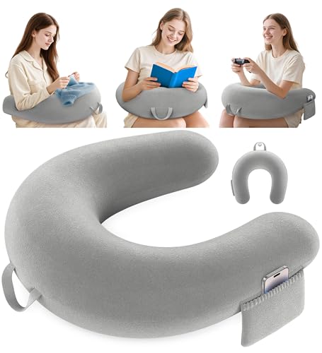 Gaming Kissen & Lesekissen, Reading Pillow für das Sitzen auf dem Bett/Sofa/Fußboden, Fütterungs/Häkelkissen mit großer & Ergonomic Gaming Pillow, Gamer Kissen für Ipad/Laptop - Grau