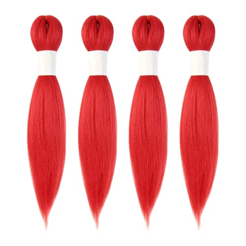 Osuntress Braiding Hair Pre Stretched Short Fake Braid 10 Inch, Red, 4 Pack