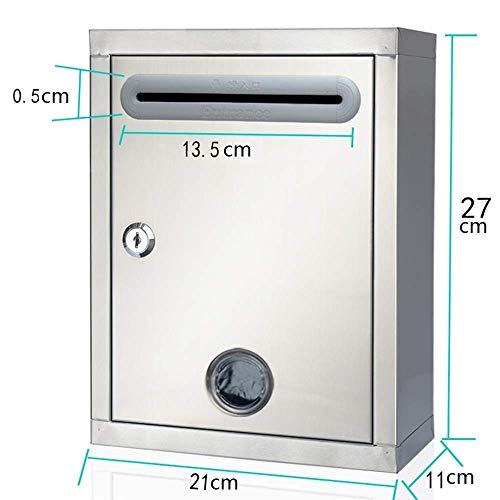Sdgh Stainless Steel Mailbox Outdoor Wall-Mounted Mailbox Weatherproof Mailbox Outdoor Security Mailbox Can Be Locked #TOP1