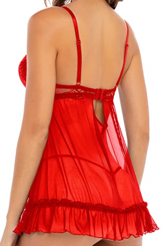 Rene Rofe Push Up Babydoll - Sexy Lingerie Chemise Babydoll withUnderwire Support and matching G-String Panty2
