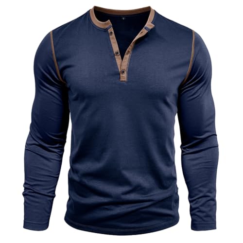Men's Henley Shirts Classic Casual Basic Tee Shirts Long Sleeve Cotton Button T Shirts2