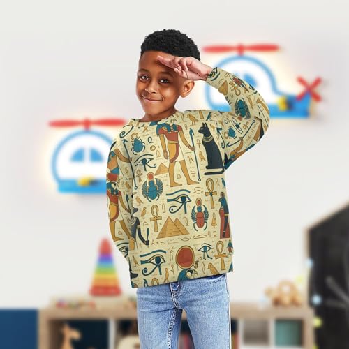 JUNZAN Ancient Egyptian Gods Retro Kids Girls Hoodie Sweatshirt Fleece Outerwear for Kids Party 4T4
