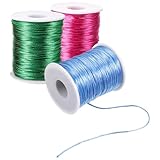 Homoyoyo Hilo para Crochet de Poliéster 1-1,5 Mm 80 M por Rollo, Pack 3 Colores (verde, Rosa Fucsia, Azul Claro) para Manualidades y Tejido Artesanal
