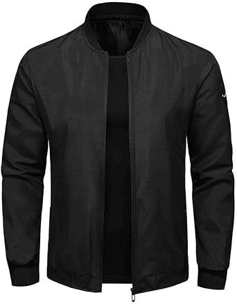 Mens Bomber Jacket Lightweight Casual Spring Fall Windbreaker Zip Up Coat with Pocket Mens Flight Jacket Plus Size