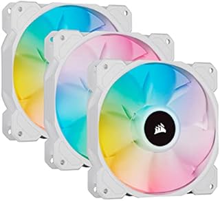 Corsair iCUE SP120 RGB ELITE Performance 120 mm PWM Triple Fan Kit with iCUE Lighting Node CORE (CORSAIR AirGuide Technology, Eight Addressable RGB LEDs, Low-Noise 18 dBA, Up to 1,500 RPM) White