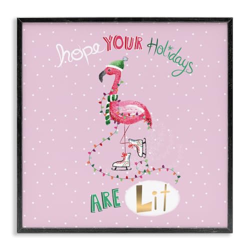 'Lit Holidays Sassy Festive Flamingo Pink'| Framed Giclee Art