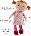 HABA Poupée douce Roya - 10" Poupée en tissu avec queues rouges, robe rose - Lavable en machine HABA Poupée - Poupée douce idéale pour 2 Les jeunes filles et les garçons de l'année