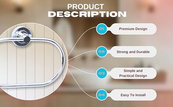 Imaashi Stainless Steel Napkin Ring/Towel Ring/Napkin Holder/Towel Hanger Hand Towel Holder for Bathroom, Modern Round Towel Hanger, Bath Accessories Fixtures Chrome Finish (Ovel shap) 2