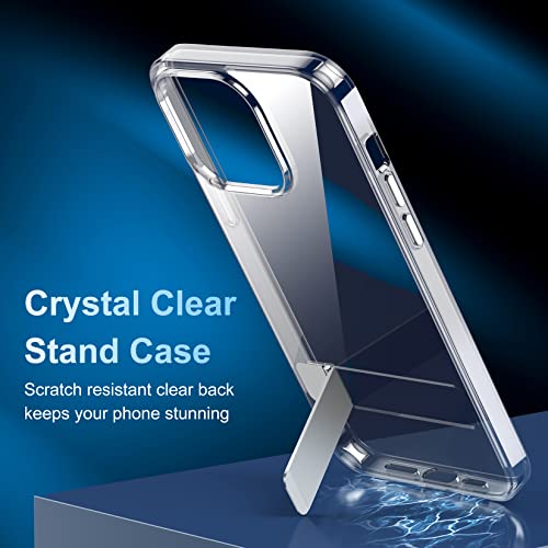 Wilbur Designed For Iphone 14 Pro Max Case With Aluminum Kickstand Case,3 Stand Ways,[2 Screen Protectors][2 Camera Lens Protectors] Reinforced Drop Protection For Iphone 14 Pro Max-Clear #TOP4