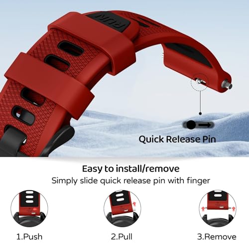 Bracelet de remplacement en silicone bicolore rouge noir robuste 22mm - 2