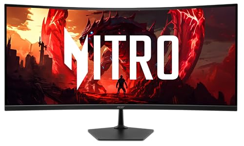 acer Nitro 34” 1500R 21:9 Curved Zero-Frame QHD 3440 x 1440 IPS Gaming Monitor | AMD FreeSync Premium | Up to 120Hz Refresh | 1ms VRB | 1 x Display Port 1.4 & 2 x HDMI 2.1 Ports | EDA340CUR J0biip