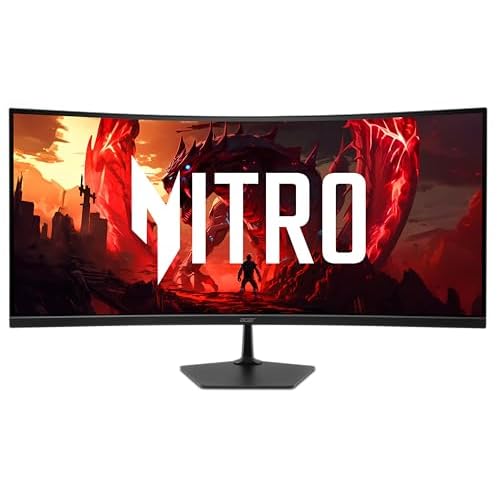 acer Nitro 34” 1500R 21:9 Curved Zero-Frame QHD 3440 x 1440 IPS Gaming Monitor | AMD FreeSync Premium | Up to 120Hz Refresh | 1ms VRB | 1 x Display Port 1.4 & 2 x HDMI 2.1 Ports | EDA340CUR J0biip