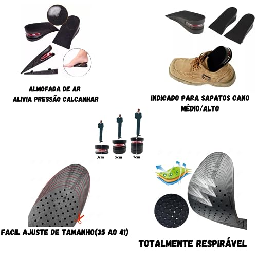 Palmilha Aumenta Altura Corrige Postura Discreta Confortável Ganhe até 7cm - Modelo Reforçado - Elev