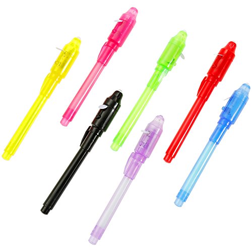 GOLDGE 7 Stück UV- Geheimstifte,Geheim Stift,unsichtbar schreiben,lesbar durch Licht,geheimstift Kinder