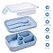 Jeopace Bento Box for Kids Lunch Containers with 4 Compartments Kids Bento Lunch Box Microwave/Freezer/Dishwasher Safe (Flatware Included,Light Blue)