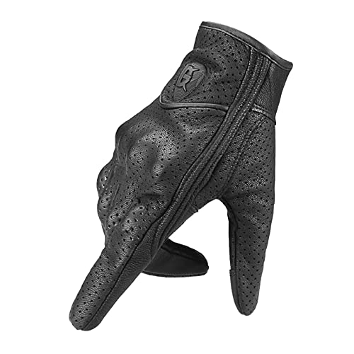 Image of THE Style Sutra Leather Motorbike Gloves Summer Full Finger Touchscreen for Men Women M