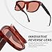 Hillington G Square Reverse Sunglasses for Men Women Fashion Chunky Vintage Thick Frame Sun Glasses UV400 Shades(Dark Red frame/Reddish Brown Lens)