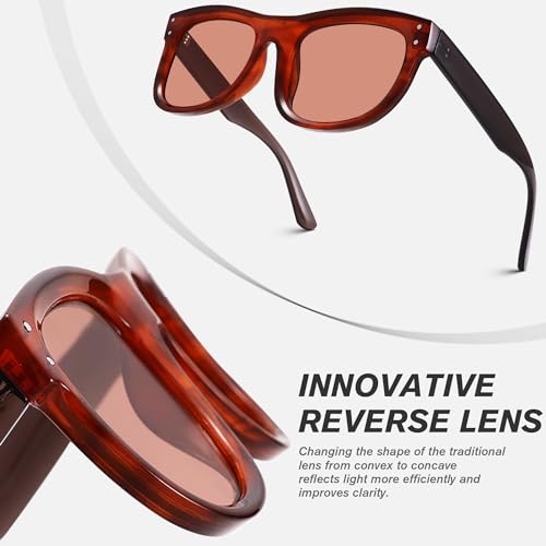 Square Reverse Sunglasses for Men Women Fashion Chunky Vintage Thick Frame Sun Glasses UV400 Shades3