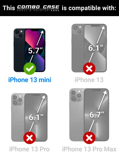 Aduro Combo Case With Kickstand & Holster For Iphone 13 Mini, Slim Shell & Swivel Belt Clip Holster, With Built-In Kickstand For Apple Iphone (5.4") 2021 #TOP1