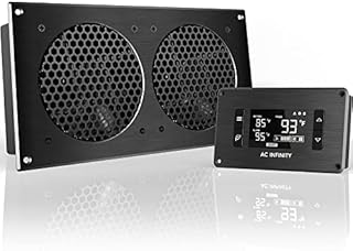AC Infinity AIRPLATE T7, Quiet Cooling Fan System with Thermostat Control, for Home Theater AV Cabinets