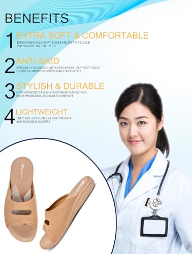 Image of HEALTH FIT EXTRA SOFT Women's Comfortable Memory Foam Doctor Slippers /Flip-Flops|Fashionable Casual & Stylish|Lightweight & Breathable|Outdoor Synthetic Casual Chappals Sandals Ladies & Girls HF25