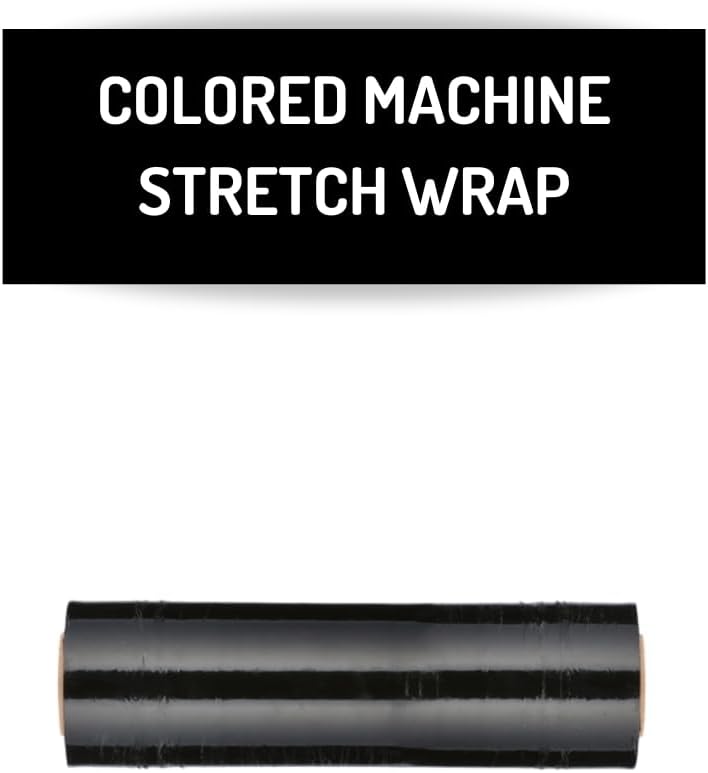 PSBM 2 Rolls Dark Black 20 Inch x 5000 Feet 80 Gauge Machine Stretch Film/Wrap, Heavy Duty Industrial Strength Shrink/Plastic Wrap for Moving, Packing, Shipping, Pallet Wrapping & Storage