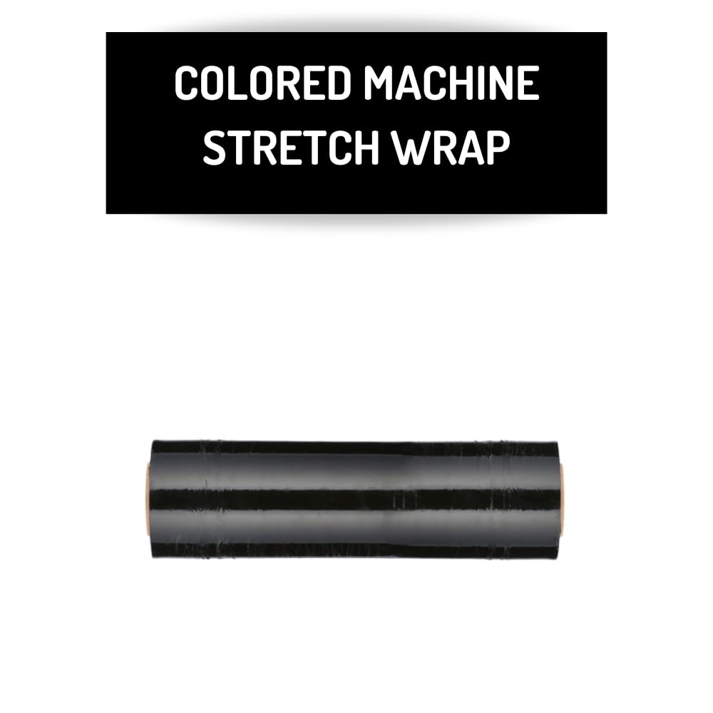PSBM Stretchfolie für Maschinen, strapazierfähig, industrielle Stärke, Schrumpffolie für Umzug, Verpackung, Versand, Palettenverpackung und Lagerung, Dunkelschwarz, 50,8 cm x 1500 m, 90 Gauge