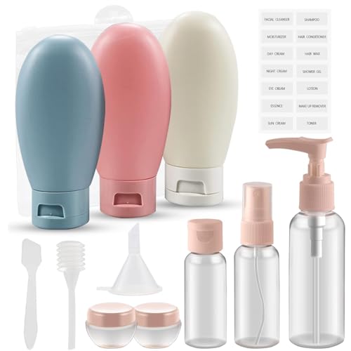 Image of 11 Pcs Travel Bottles Set - 60ml Refillable Toiletry Containers for Women, Portable Shampoo, Lotion, Cream & Handwash Bottles - Leakproof Travel Accessories for Toiletries & Essentials