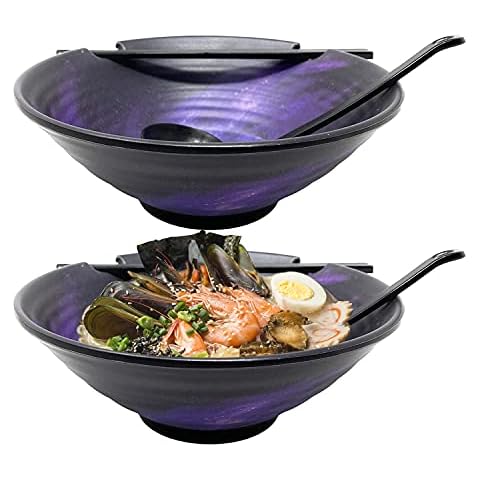 2 x Ramen Schüssel-Set , 6 Stück japanische Stil Suppenschalen Set Cover
