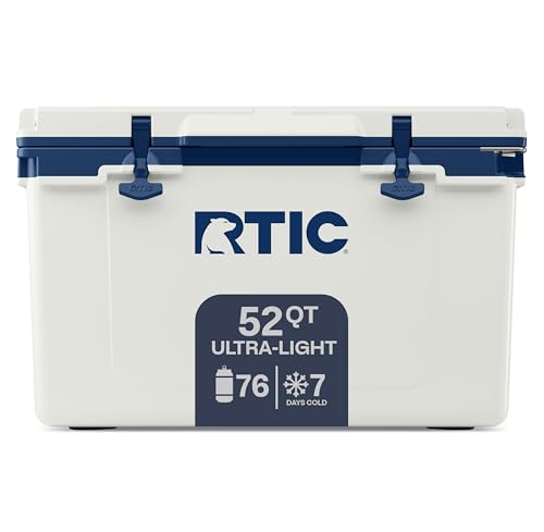 Image of RTIC 52 QT Ultra-Light Hard Cooler | Portable Ice Chest Box for Beach, Drink, Beverage, Camping, Picnic, Fishing, Boat, Barbecue, 30% Lighter Than Rotomolded