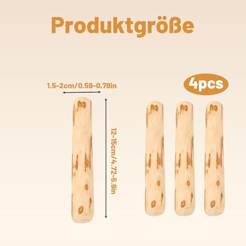 PjuQow 4 Stück Kaffeeholz für Hunde, Natürliche Kauwurzel für Hunde und Welpen, Langlebige Kauspielzeuge für Zahngesundheit und Stressabbau, Olivenholz Hund