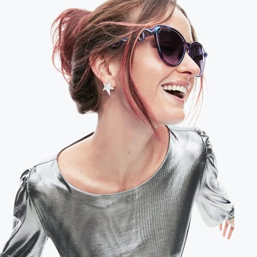 Betsey Johnson Women's Serpentine Sunglasses Cat Eye, Purple Crystal With Oil Slick Snakes, 56mm by Betsey Johnson - Image 6