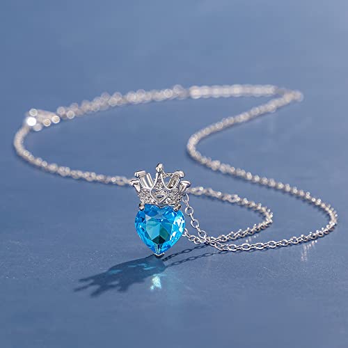 Joycuff Gifts For Daughters From Mothers September Birthstone Birthday Gift For Daughter From Mom Crown Heart Birthstone Necklaces For Valentine's Day Easter Christams Dainty Pendant Jewelry For Her #TOP2