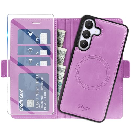 Étui Samsung S24 FE en cuir violet avec protège-écran