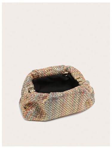 Image of Verdusa Women's Straw Woven Clutch Handbags Striped Dumpling Clutch Purses Dark Multicolor One-Size