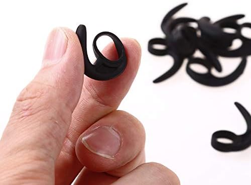 FEESHOW Earbud Earhooks, 5 Pairs Silicone Headphones Earphones Sport Grips Earbuds Fins Wings Adapters Eartips Anti-Drop Ear Hook Black Medium