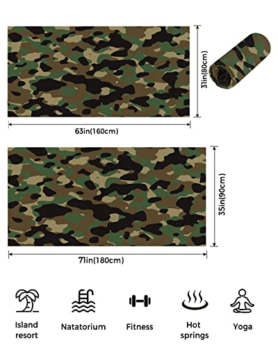 Microfiber Beach Towel 35X71 Inch, Lightweight Absorbent Sandproof Pool Towels Small Portable Quick Dry Towels For Women Kids, Camouflage Green Brown And Black #TOP3